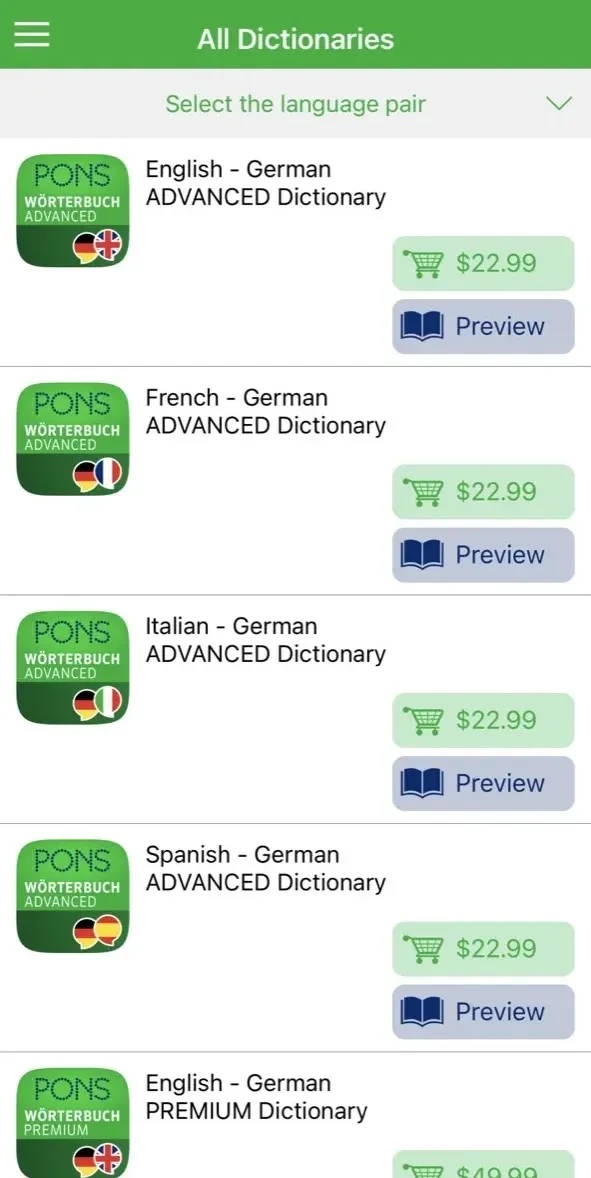 Dictionary Library paywall screen