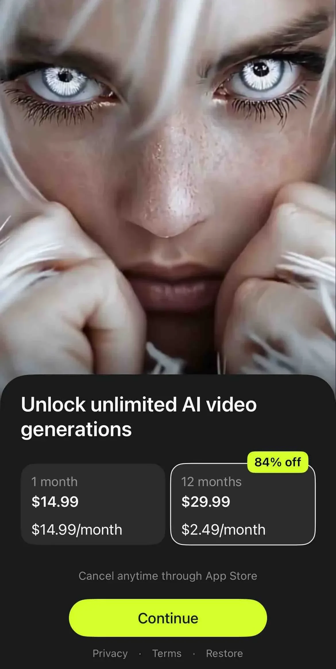 Diffuse paywall screen