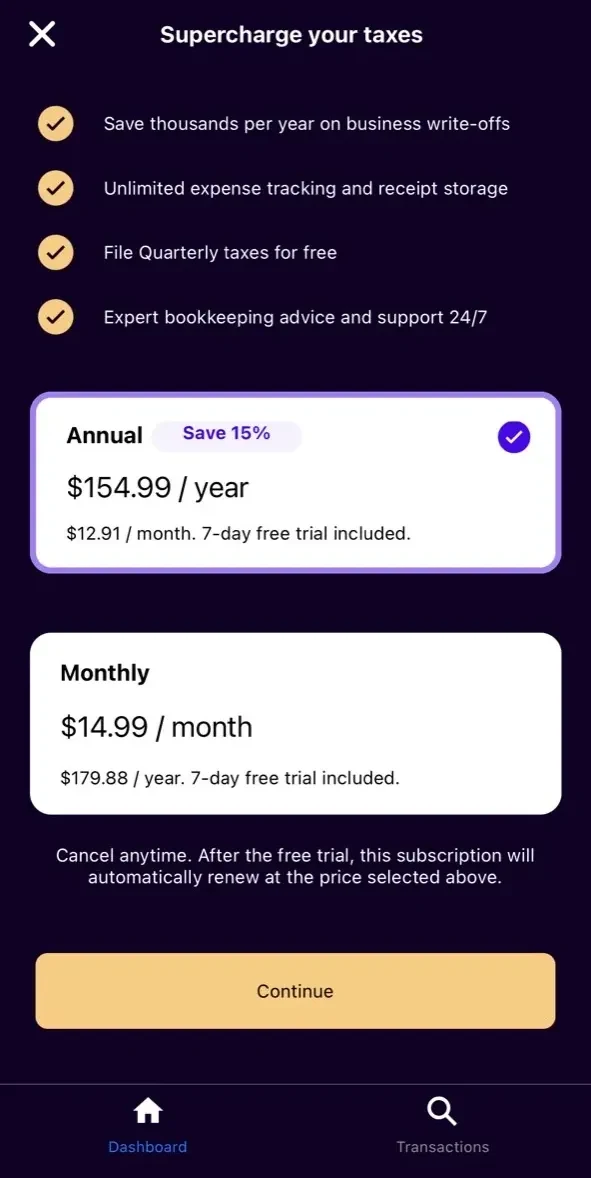 Dime paywall screen