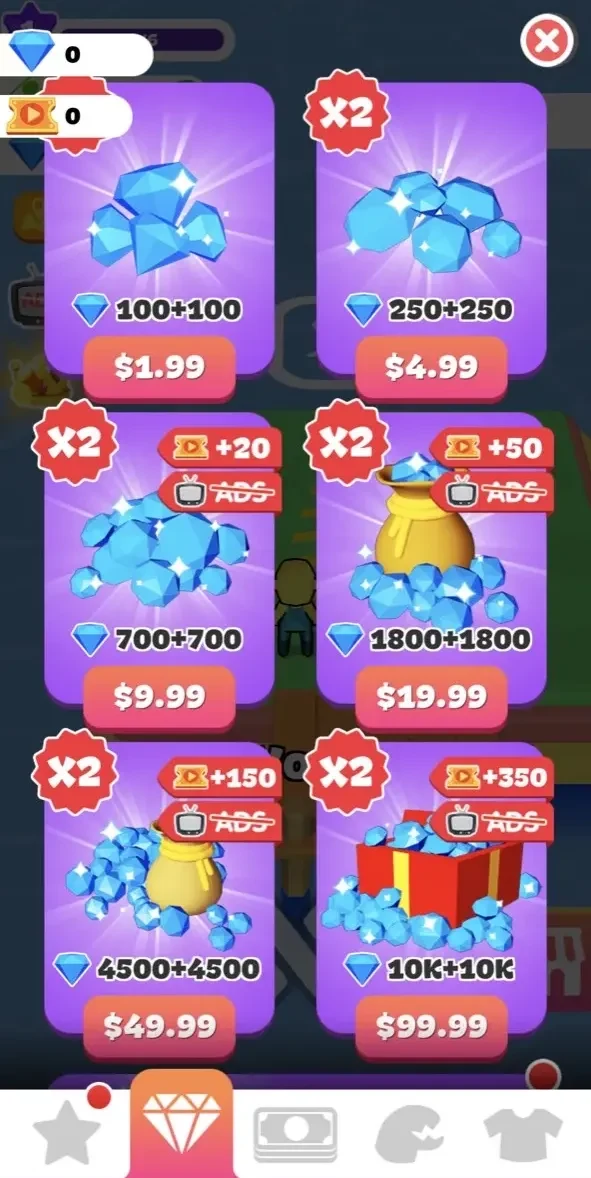 Dino Tycoon paywall screen
