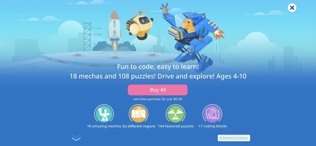 Dinosaur Coding games paywall screen