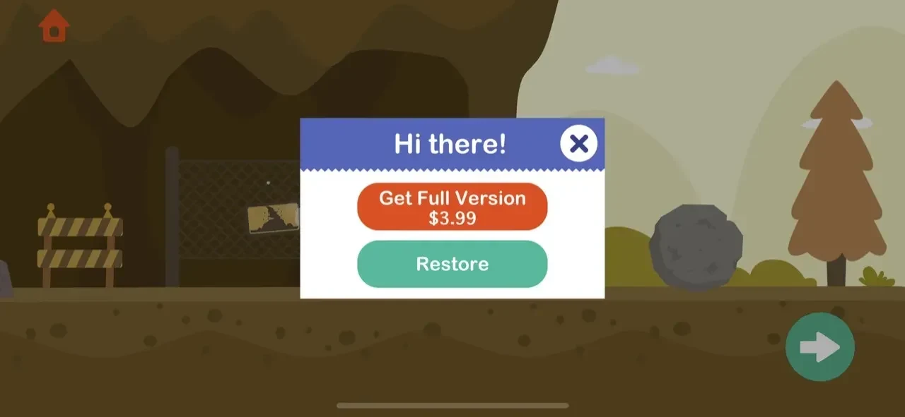 Dinosaur Digger 3 paywall screen