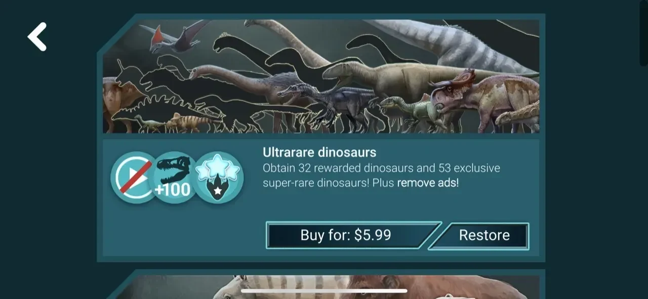 Dinosaur Master paywall screen