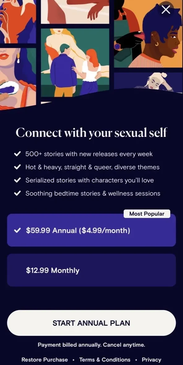 Dipsea paywall screen