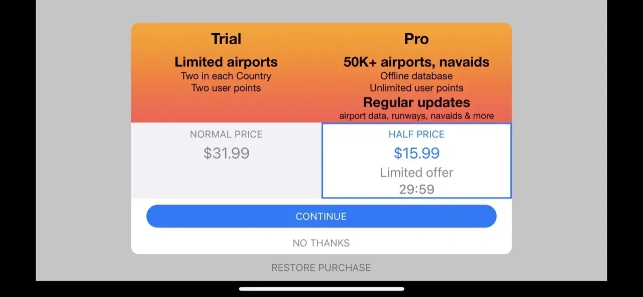 Direct paywall screen
