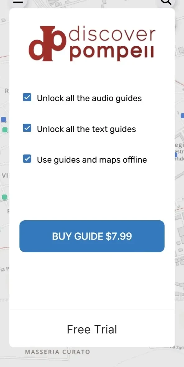 Discover Pompeii paywall screen