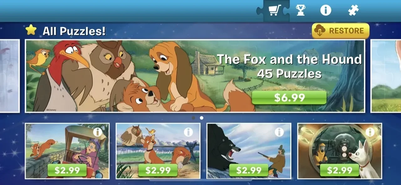 Disney Jigsaw Puzzles paywall screen