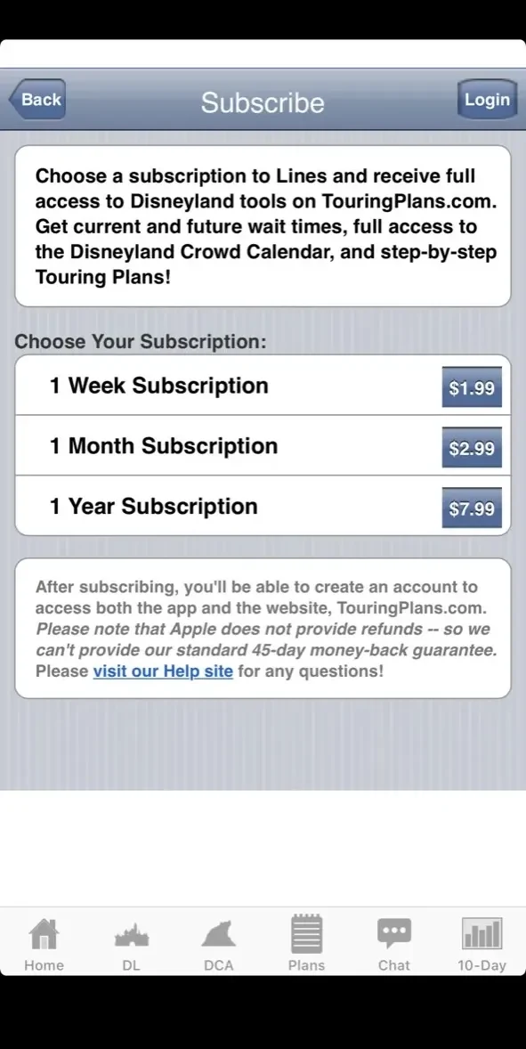 Disneyland Lines paywall screen