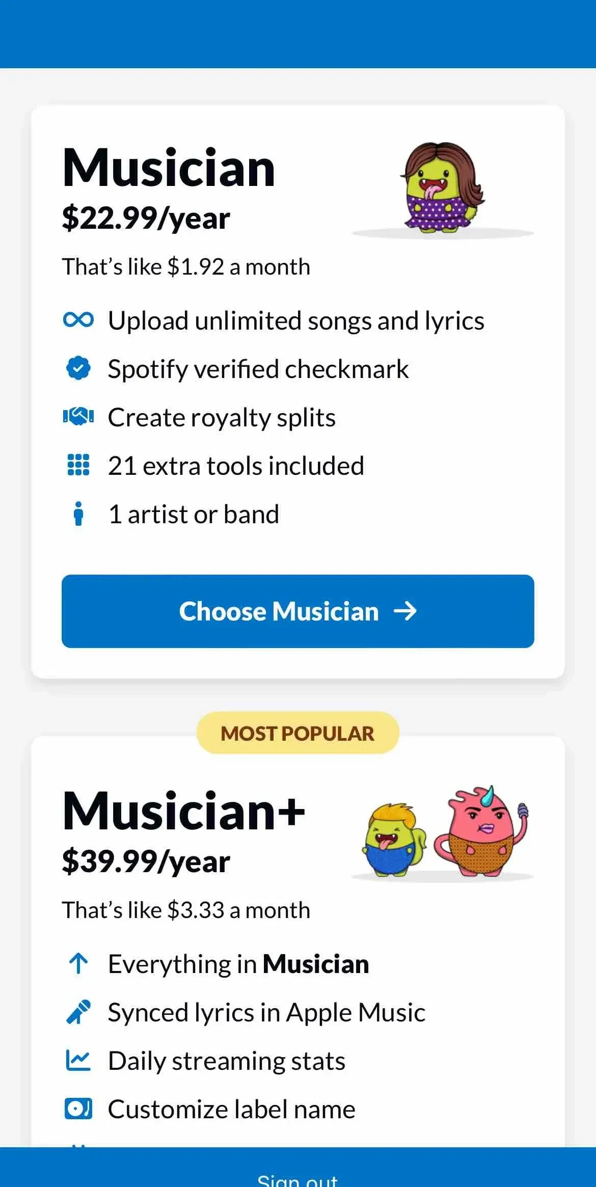 DistroKid paywall screen