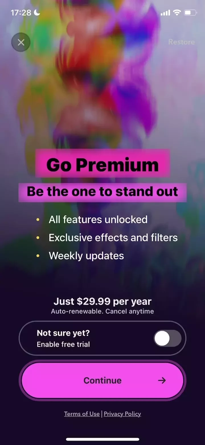 Dizzi AI paywall screen