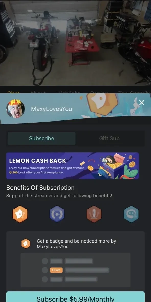 DLive paywall screen