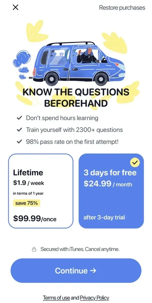 DMV 2024 Permit Practice Test paywall screen