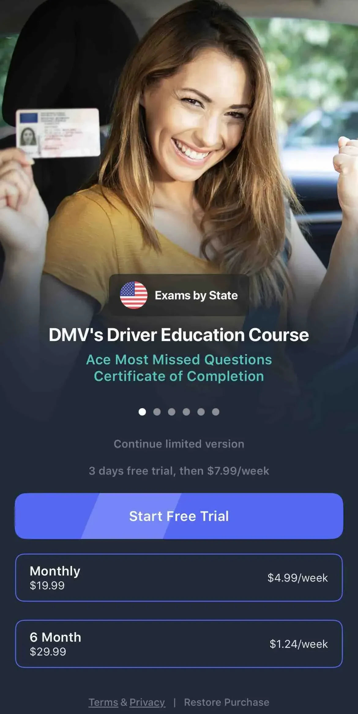DMV Practice Test 2024 myDMV paywall screen