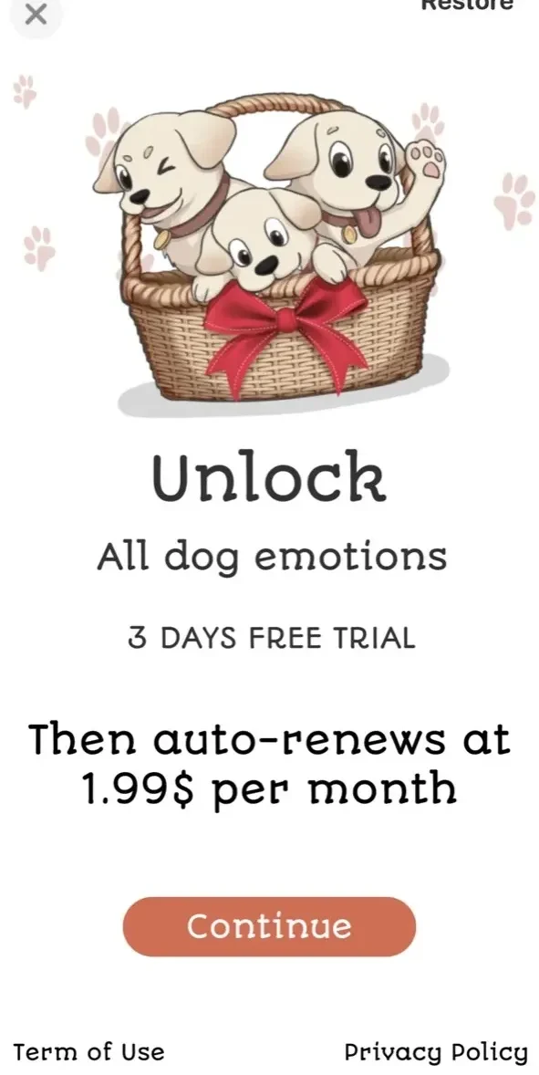 Dog sounds paywall screen