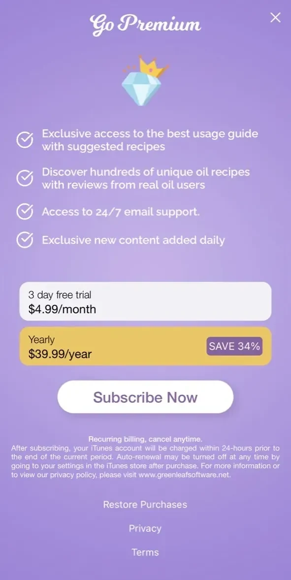 doTERRA Essential Oil Guides paywall screen