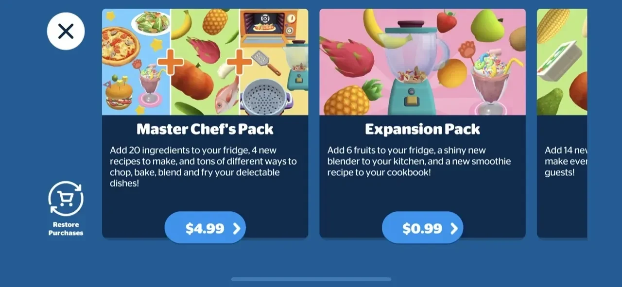 Dr. Panda Restaurant 3 paywall screen