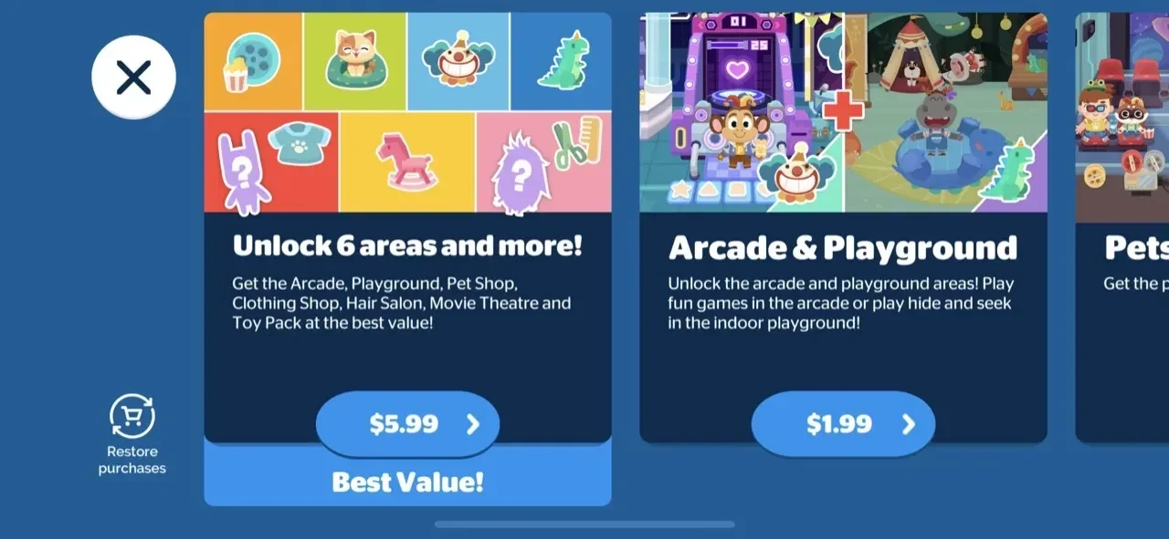 Dr. Panda Town paywall screen