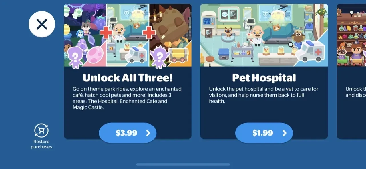 Dr. Panda Town paywall screen