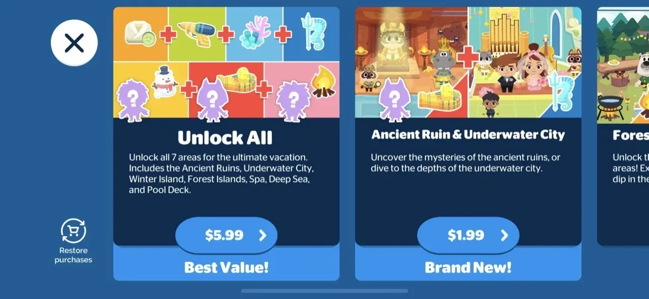 Dr. Panda Town paywall screen