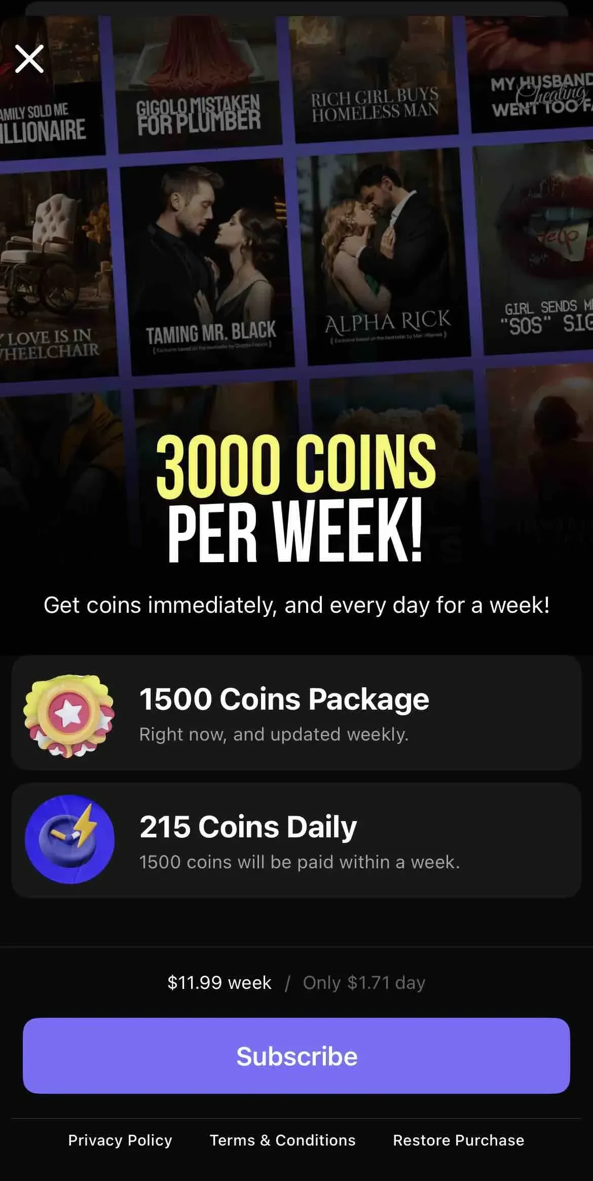 DramaShorts paywall screen