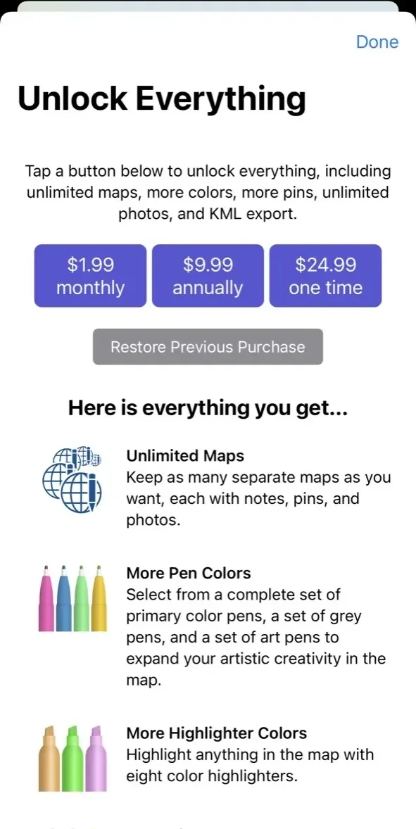 Draw Maps paywall screen