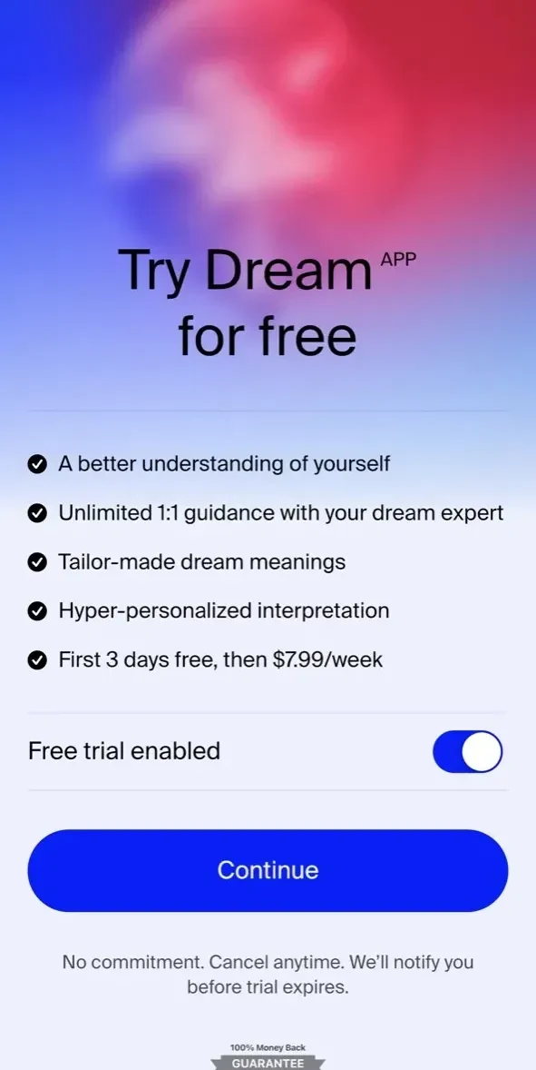 DreamApp paywall screen