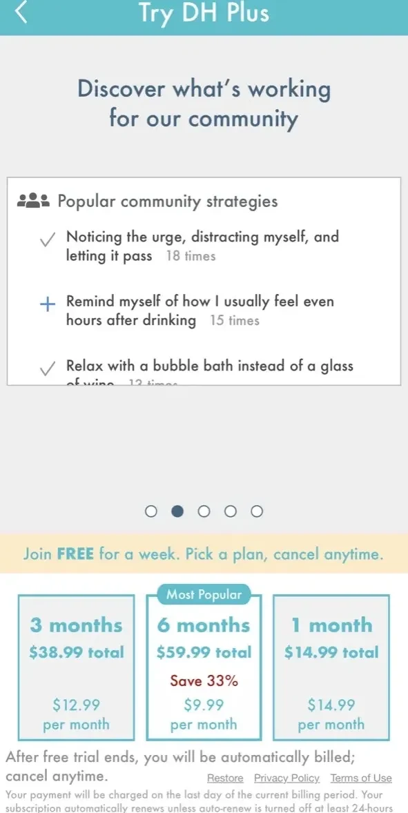 Drinker's Helper paywall screen