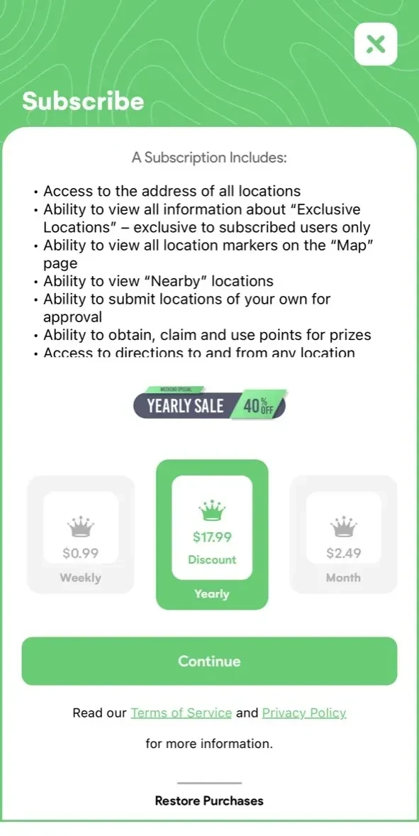 Drive Locations AU paywall screen