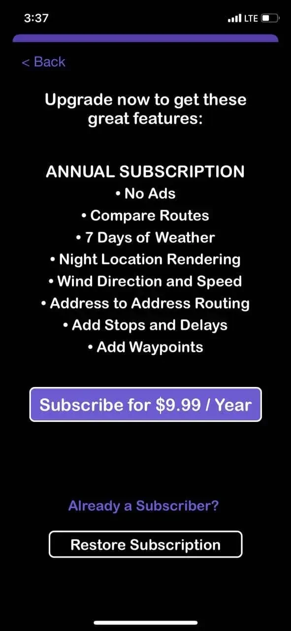 Drive Weather paywall screen