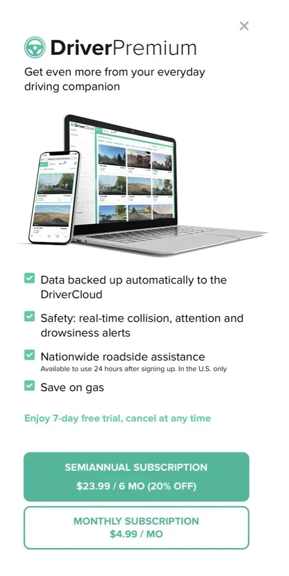 Driver paywall screen