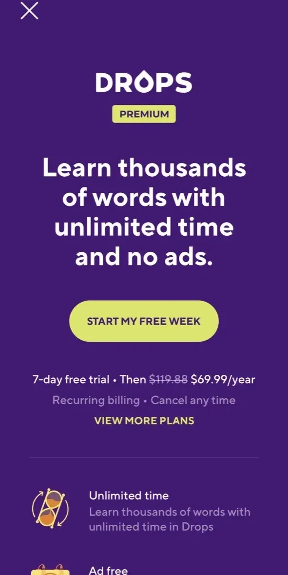 Drops paywall screen