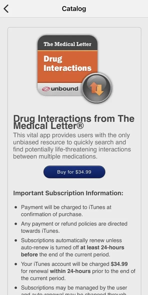 Drug Interactions with Updates paywall screen