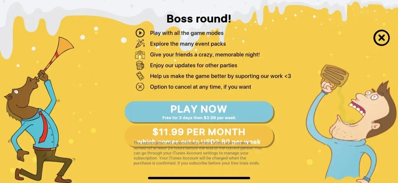 Drunkin' paywall screen
