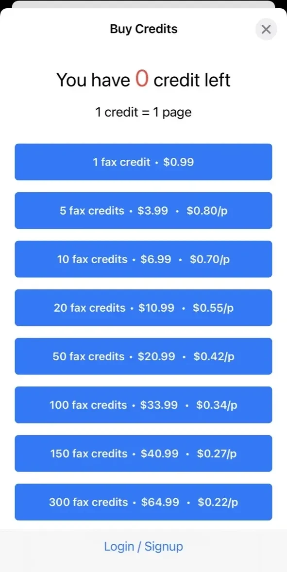 EaseFax paywall screen