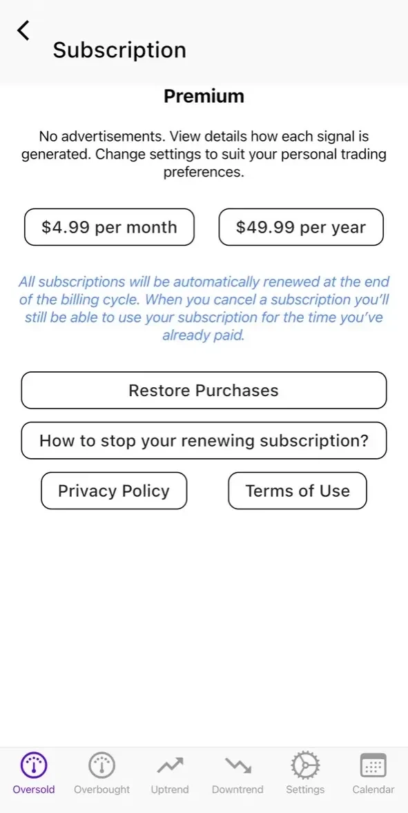Easy Market Analyzer paywall screen
