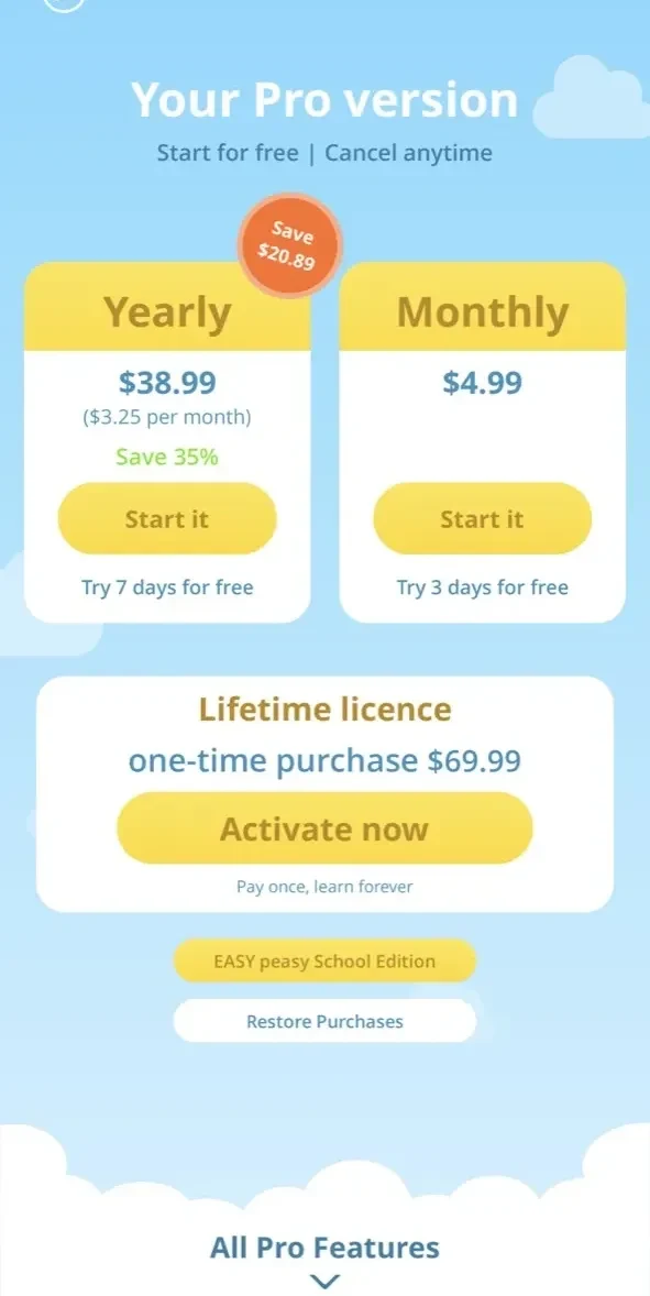 EASY peasy paywall screen