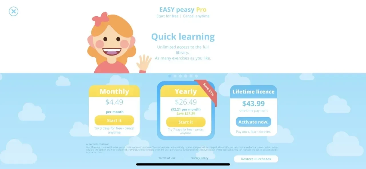 EASY peasy paywall screen