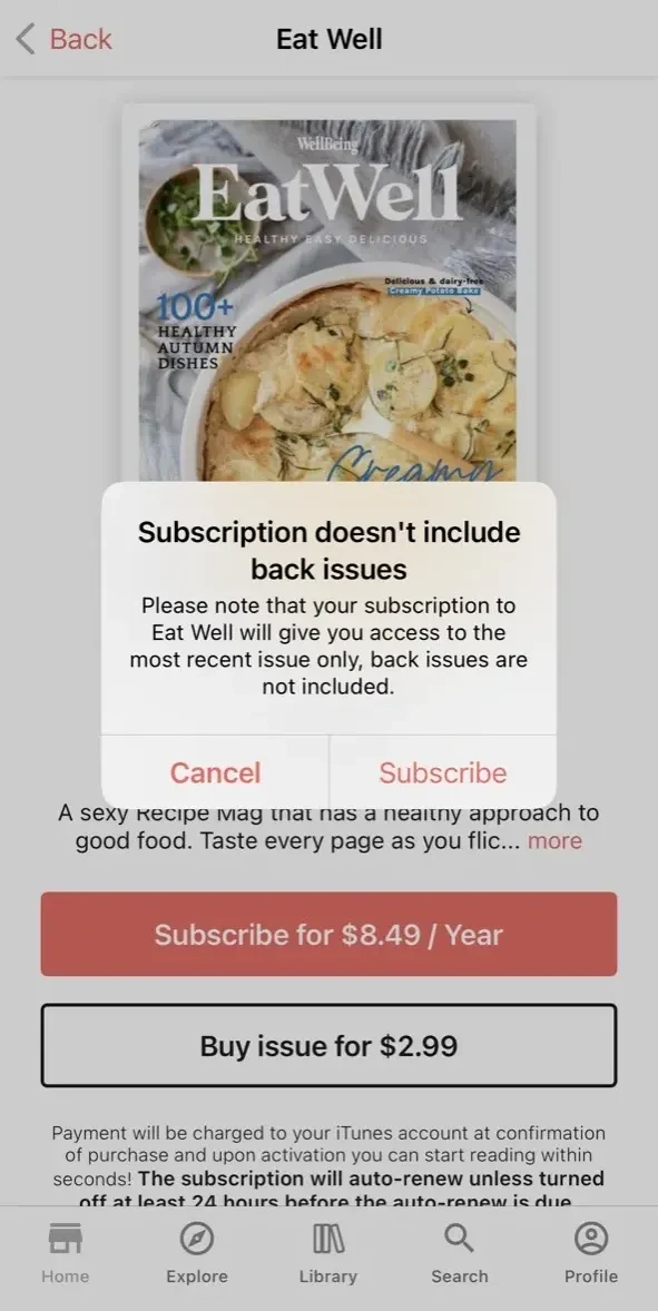 Eat Well paywall screen
