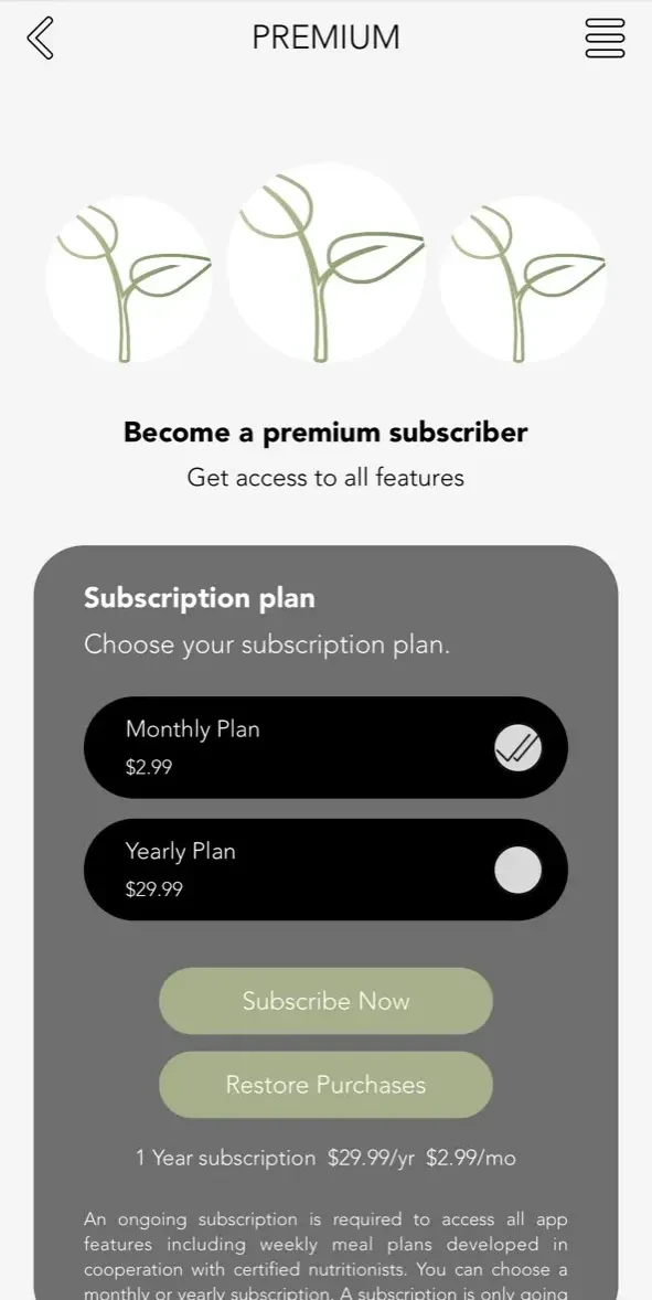 EatMorePlants paywall screen