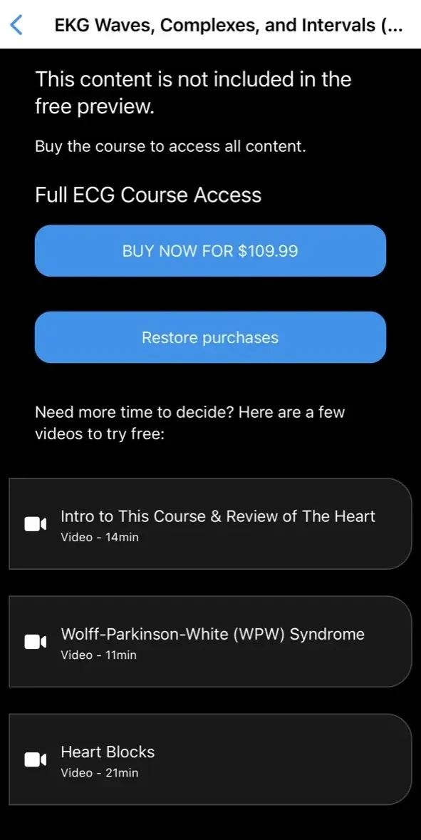 ECG / EKG Explained Clearly paywall screen