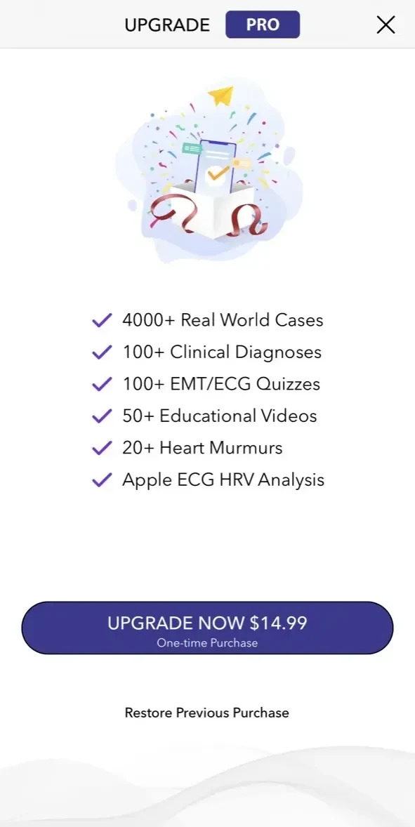 ECG paywall screen