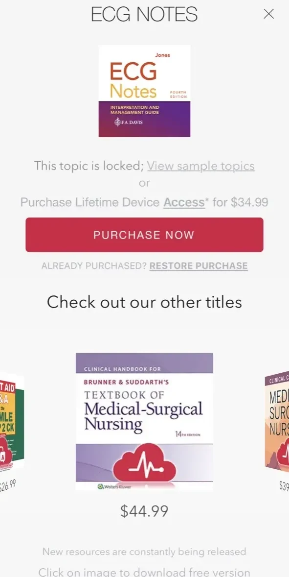 ECG Notes paywall screen