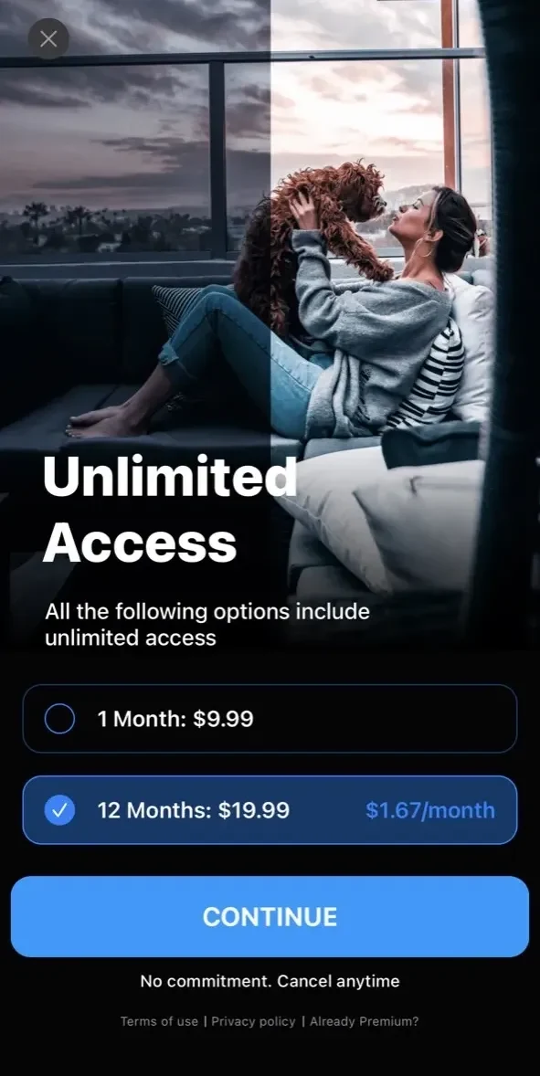 Edith paywall screen