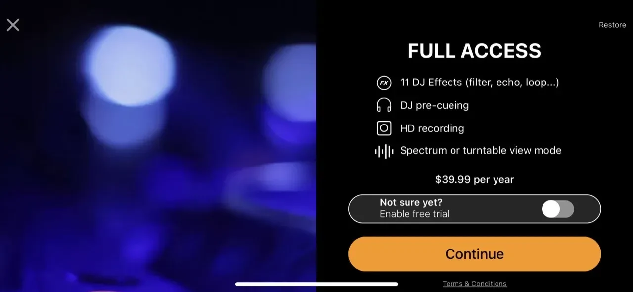 edjing Pro paywall screen