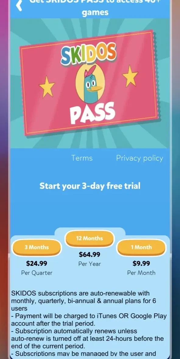 Climbing Games paywall screen