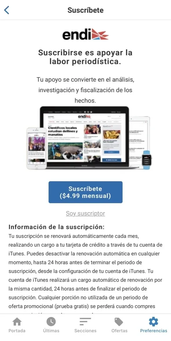 El Nuevo Día paywall screen