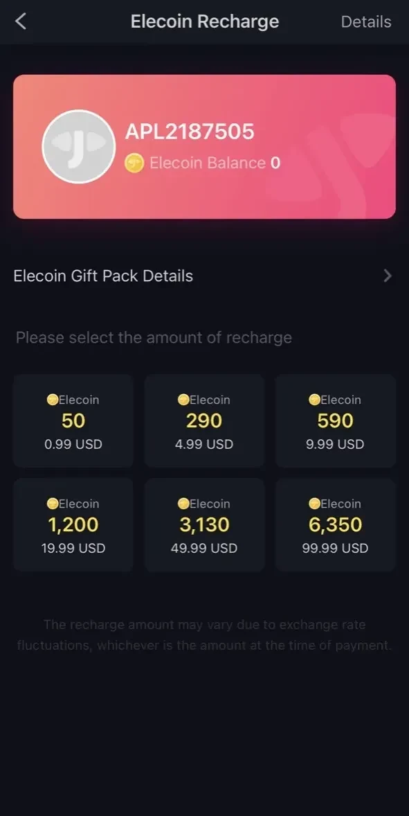 Elelive paywall screen