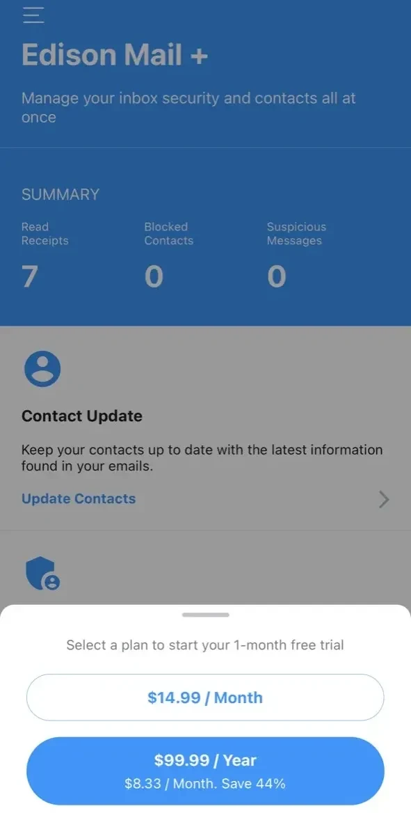 Email paywall screen