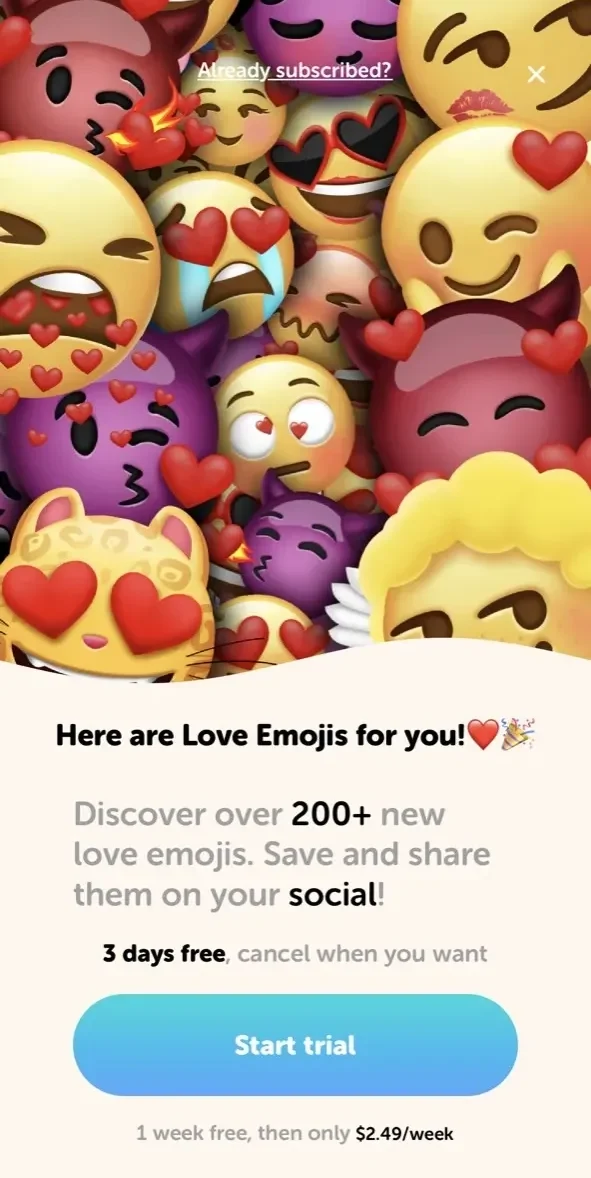 Emoji Up paywall screen