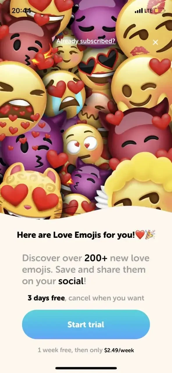 Emoji Up paywall screen